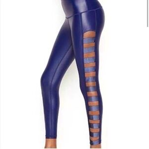 VICTORIA'S  SECRET SPORT 7/8 TIGHT BLUE SHINY LADDER LEGGING